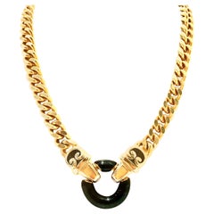 Vintage 20th Century Gold & Black Enamel Snake Choker Necklace By, Erwin Pearl