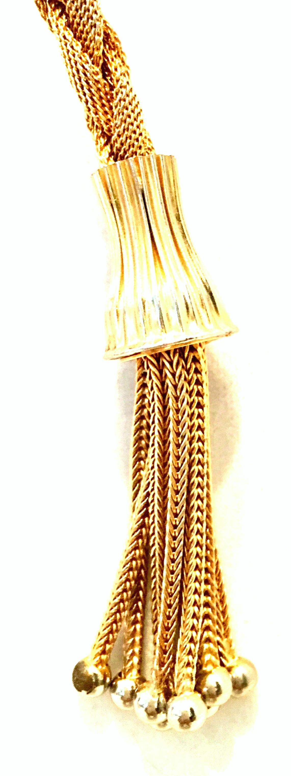 20th Century Gold Braided Rope & Tassle Fringe Sautoir Style Necklace. For Sale 6
