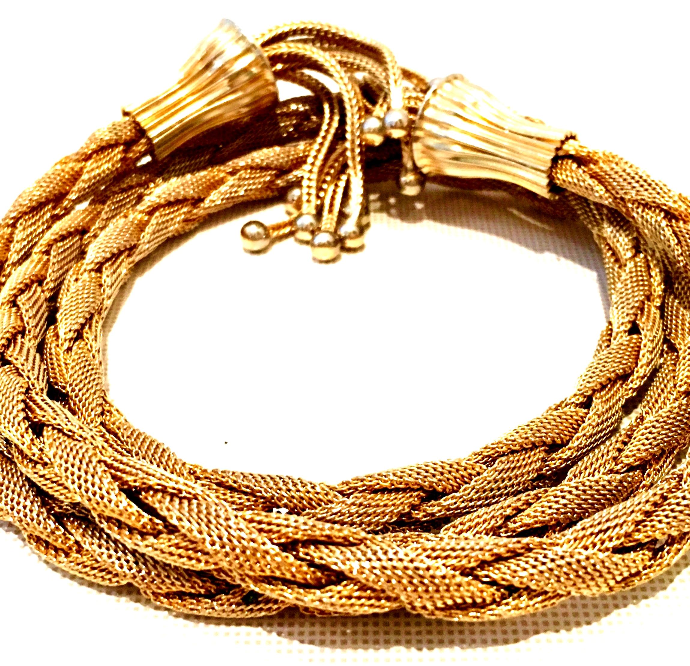 20th Century Gold Braided Rope & Tassle Fringe Sautoir Style Necklace. For Sale 1