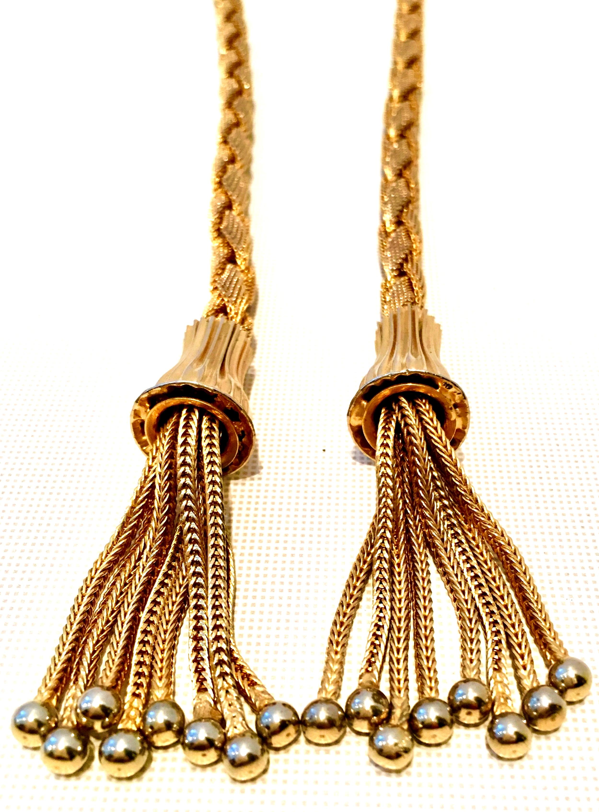 20th Century Gold Braided Rope & Tassle Fringe Sautoir Style Necklace. For Sale 4