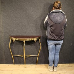 20th-Century Gold-Plated Brass and Wood Italian Console Table, 1950