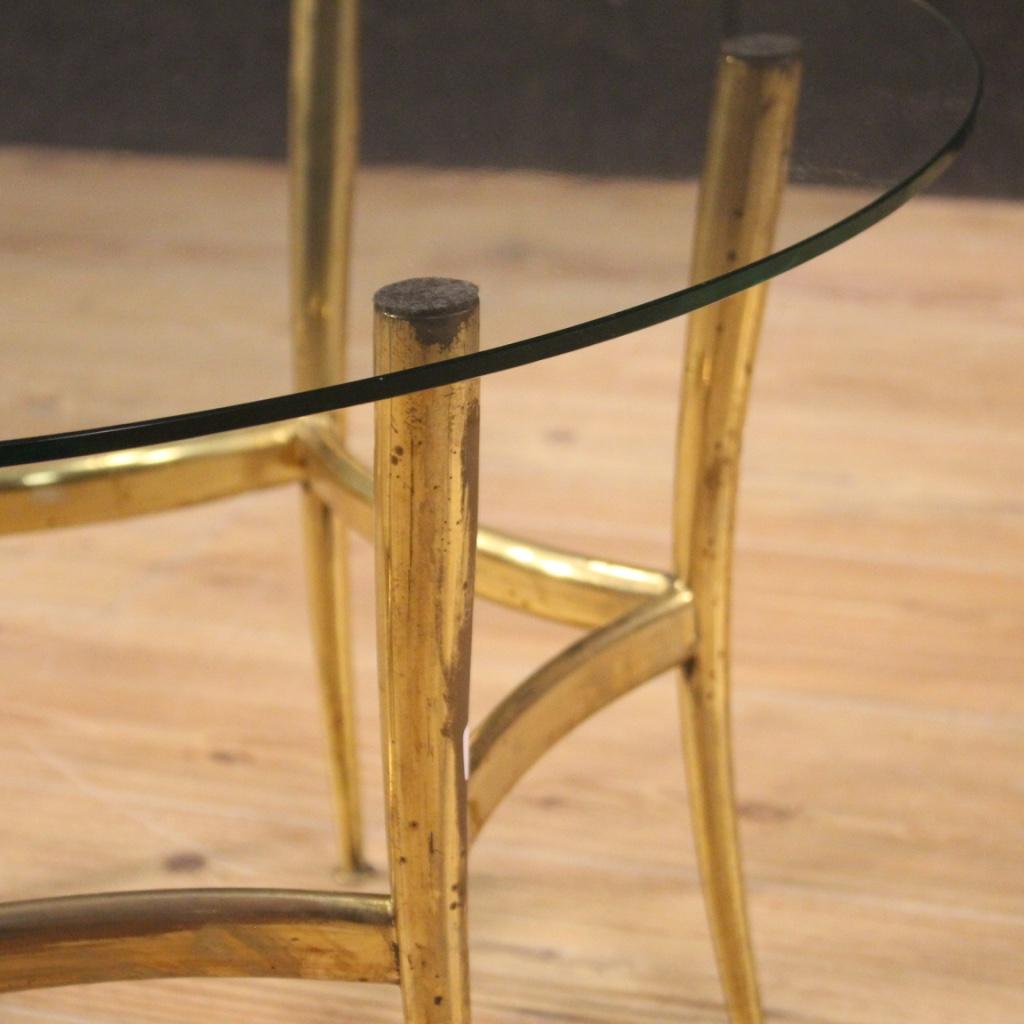 20th Century Gold Brass with Glass Top Italian Design Coffee Table, 1950 2