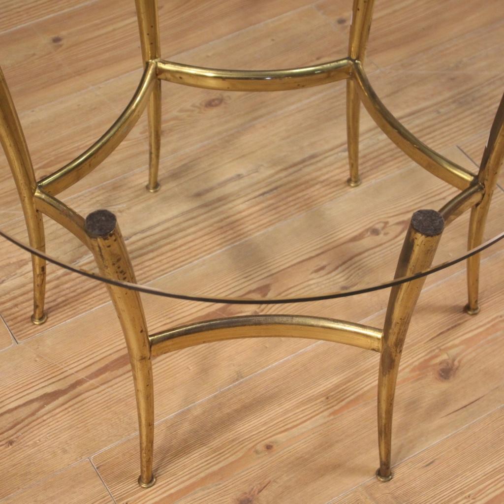 20th Century Gold Brass with Glass Top Italian Design Coffee Table, 1950 3