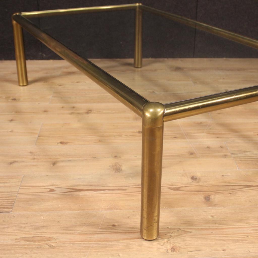 20th Century Gold Brass with Glass Top Italian Design Coffee Table, 1970 6