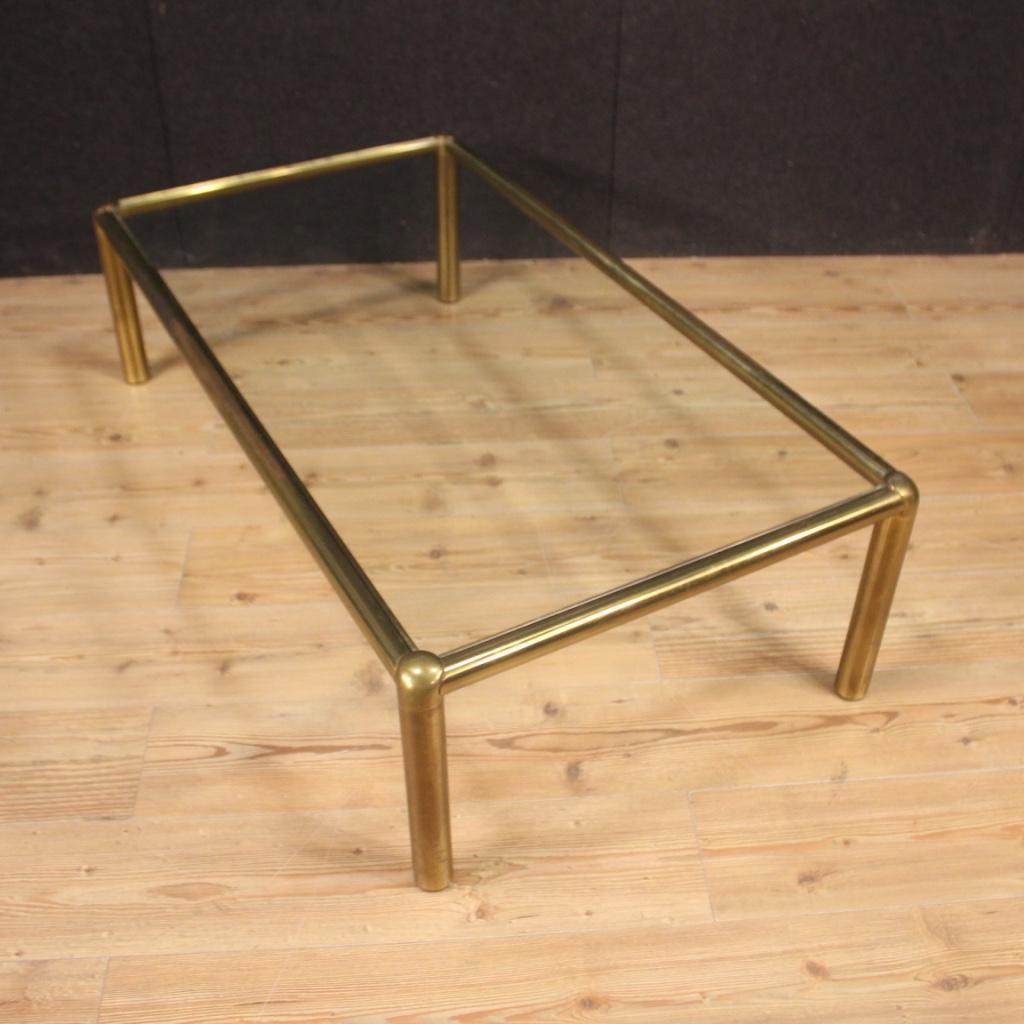 20th Century Gold Brass with Glass Top Italian Design Coffee Table, 1970 7