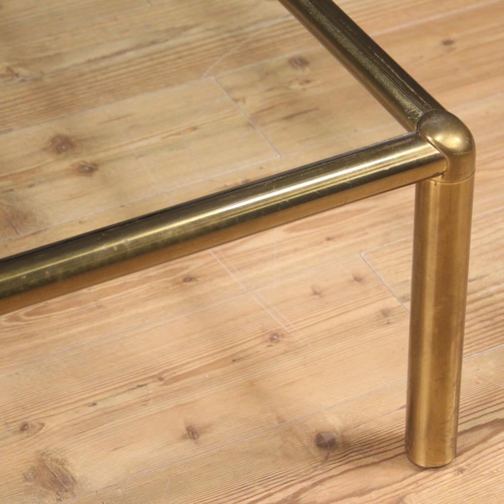 20th Century Gold Brass with Glass Top Italian Design Coffee Table, 1970 2