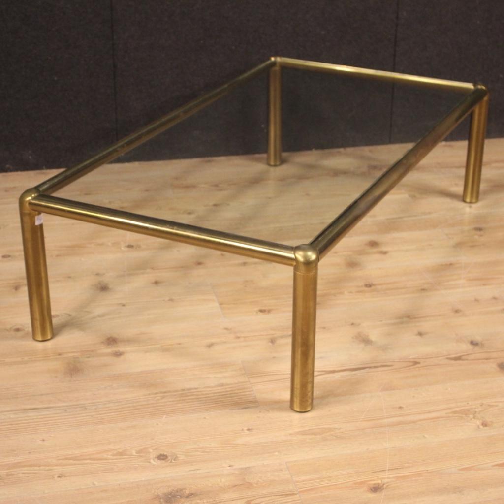 20th Century Gold Brass with Glass Top Italian Design Coffee Table, 1970 3