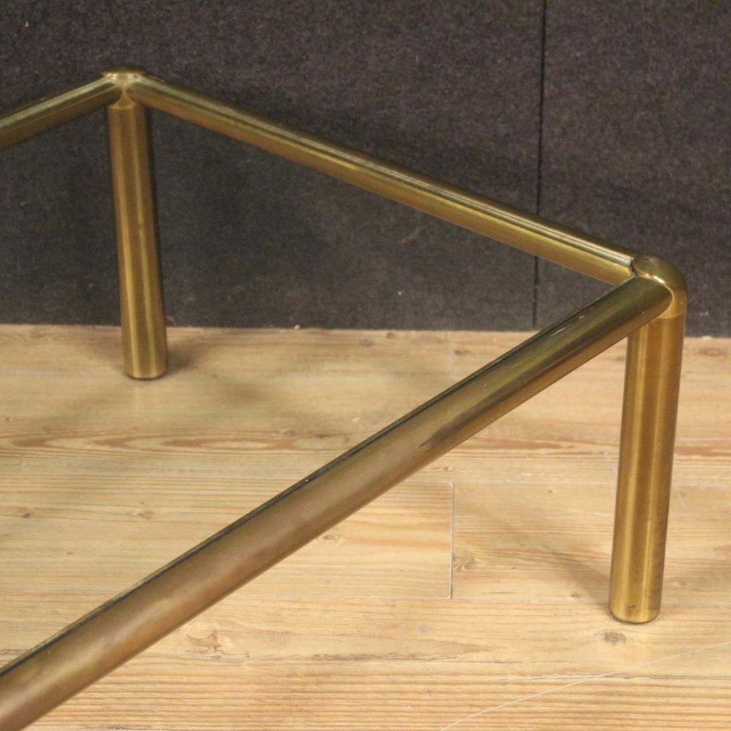 20th Century Gold Brass with Glass Top Italian Design Coffee Table, 1970 4