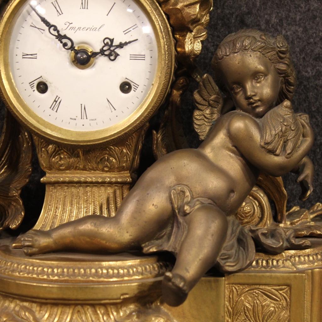 20th Century Gold Bronze and Antimony French Table Clock, 1950 For Sale 1