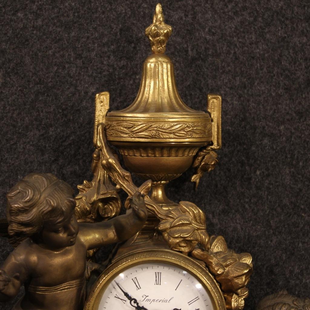 20th Century Gold Bronze and Antimony French Table Clock, 1950 For Sale 3