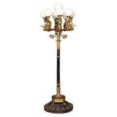 20th Century Gold Bronze and Metal Italian Empire Style Floor Lamp, 1930