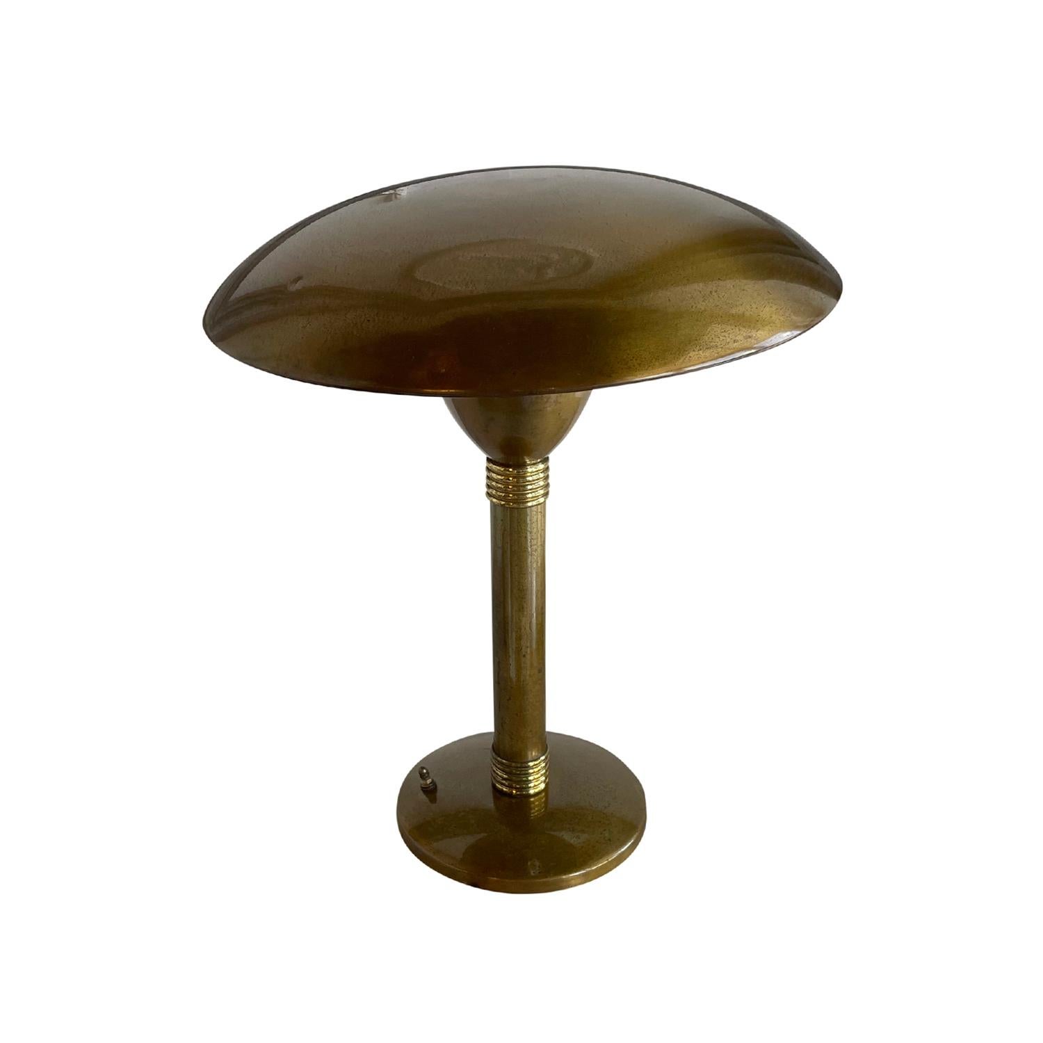 Mid-Century Modern 20th Century Gold-Brown Italian Metal Table Light, Desk Lamp by Gaetano Sciolari