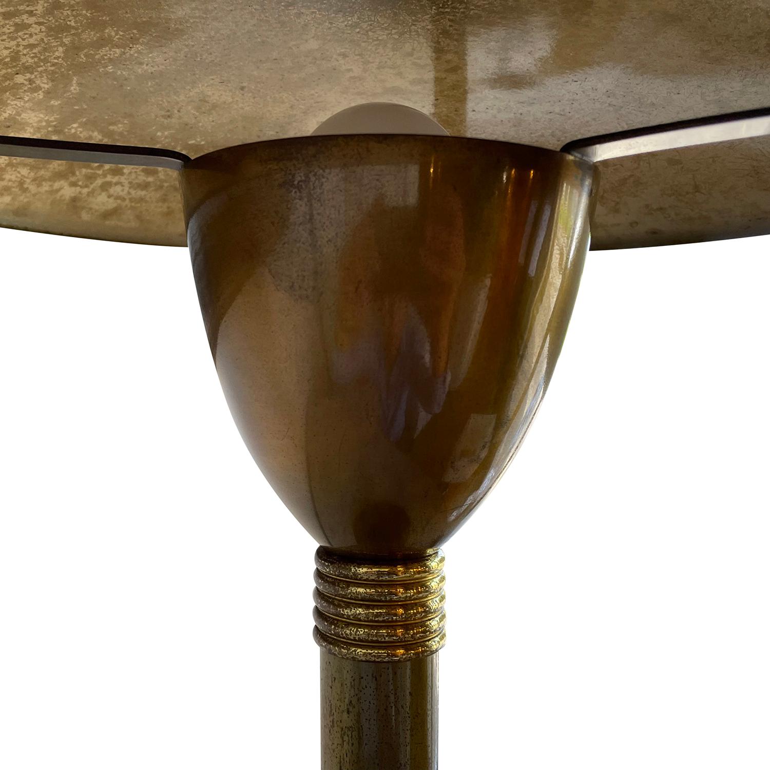20th Century Gold-Brown Italian Metal Table Light, Desk Lamp by Gaetano Sciolari 1