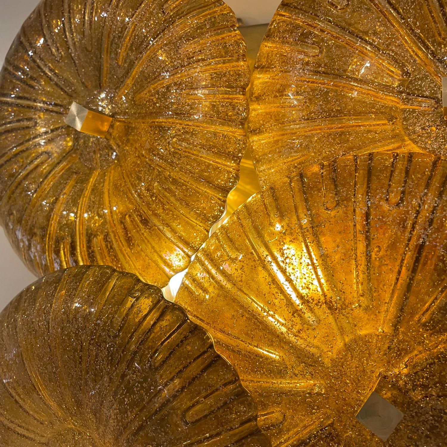 20th Century Gold-Brown Italian Pair of Smoked Murano Glass Discs Wall Appliques For Sale 1