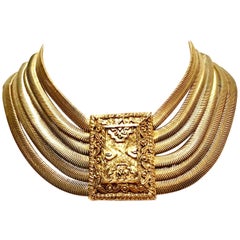 Vintage 20th Century Gold Choker Necklace By, Les Bernard Inc.