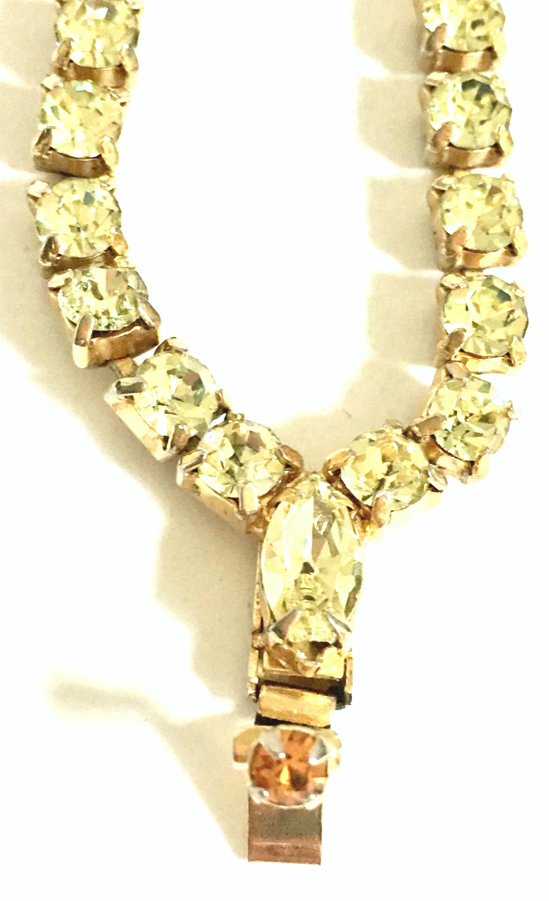 20th Century Gold, Crystal & Glass Demi Parure Necklace & Earrings S/4 For Sale 5