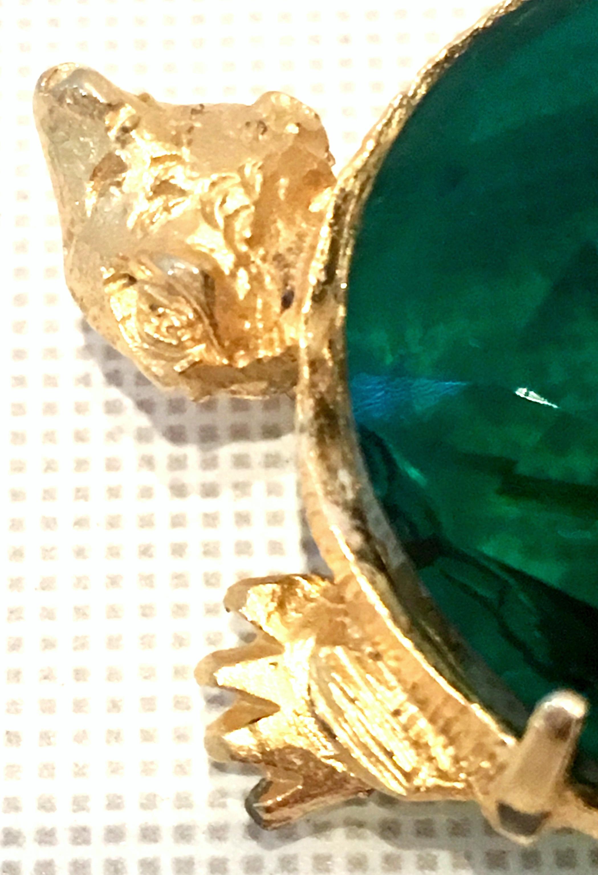 20th Century Gold & Emerald Glass Turtle Brooch For Sale 4