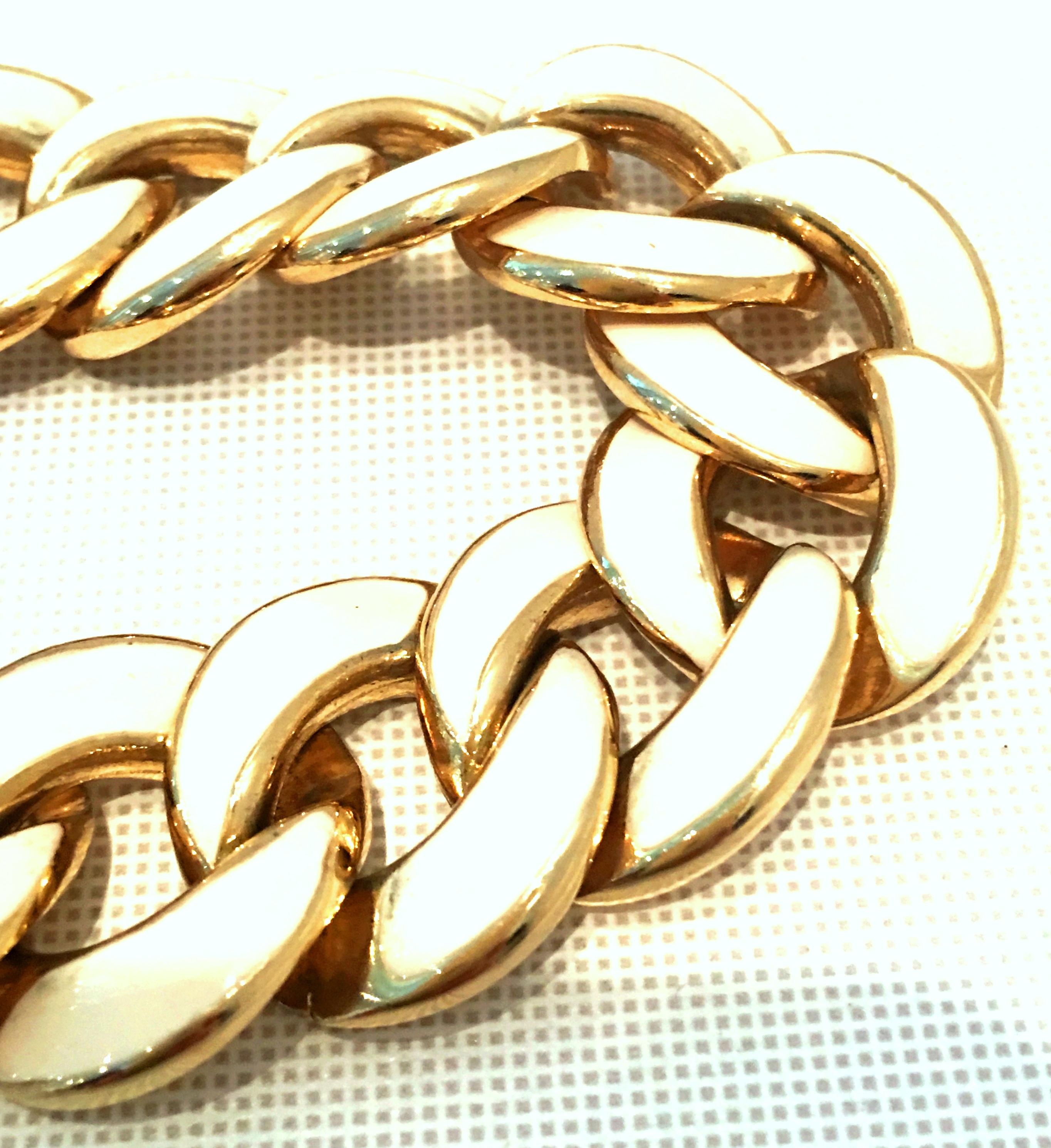 20th Century Gold & Enamel Chain Link Choker Necklace By, Les Bernard In Good Condition For Sale In West Palm Beach, FL