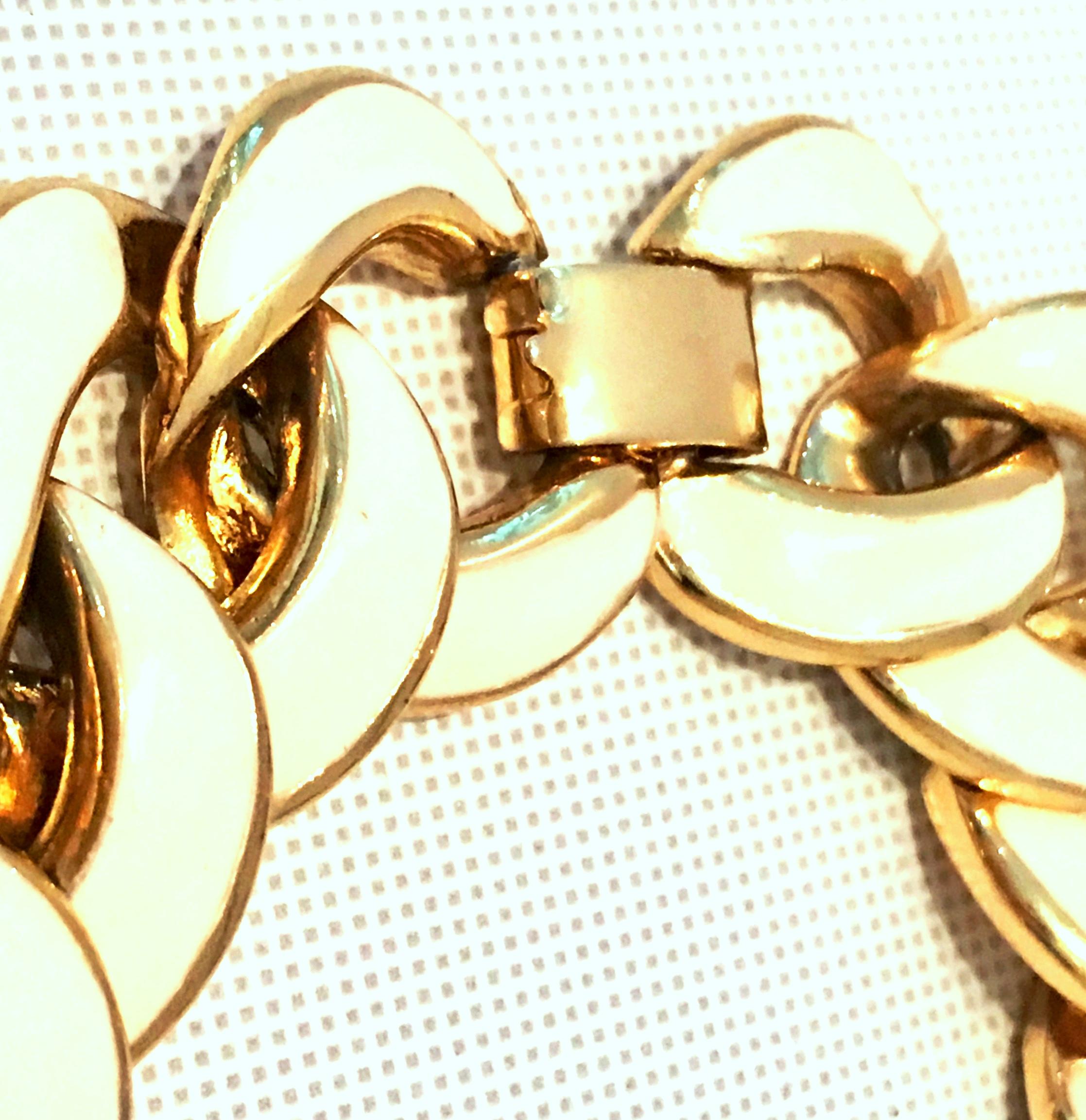 20th Century Gold & Enamel Chain Link Choker Necklace By, Les Bernard For Sale 1