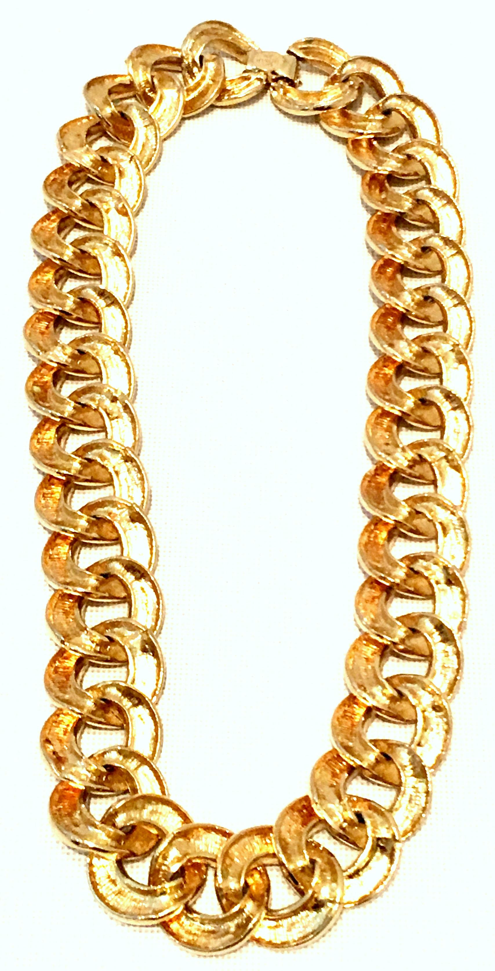 20th Century Gold & Enamel Chain Link Choker Necklace By, Les Bernard For Sale 2