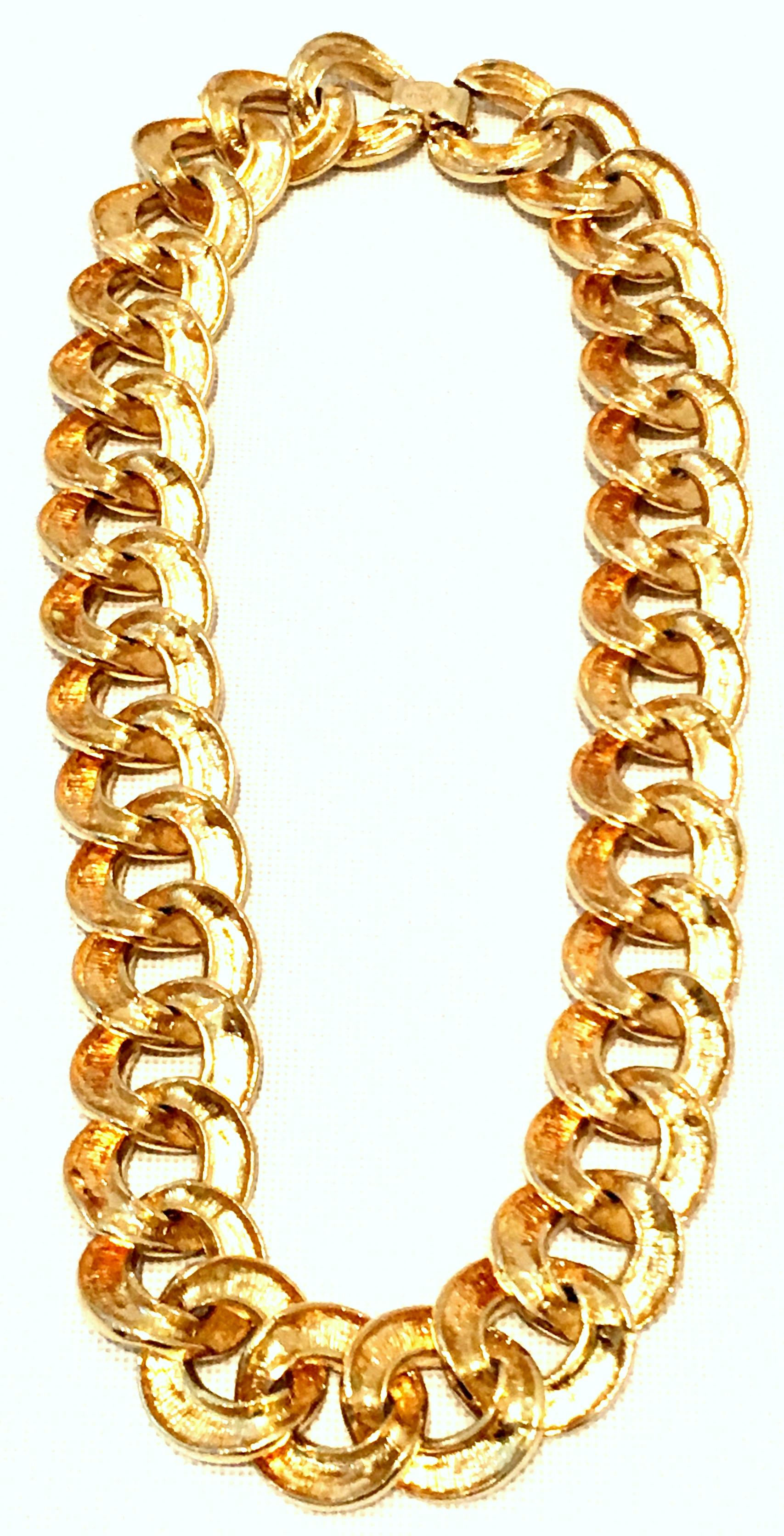 Women's or Men's 20th Century Gold & Enamel Chain Link Choker Necklace By, Les Bernard For Sale