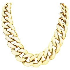 20th Century Gold & Enamel Chain Link Choker Necklace By, Les Bernard