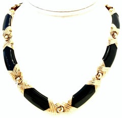 20th Century Gold & Enamel Choker Style Link Necklace By, Monet