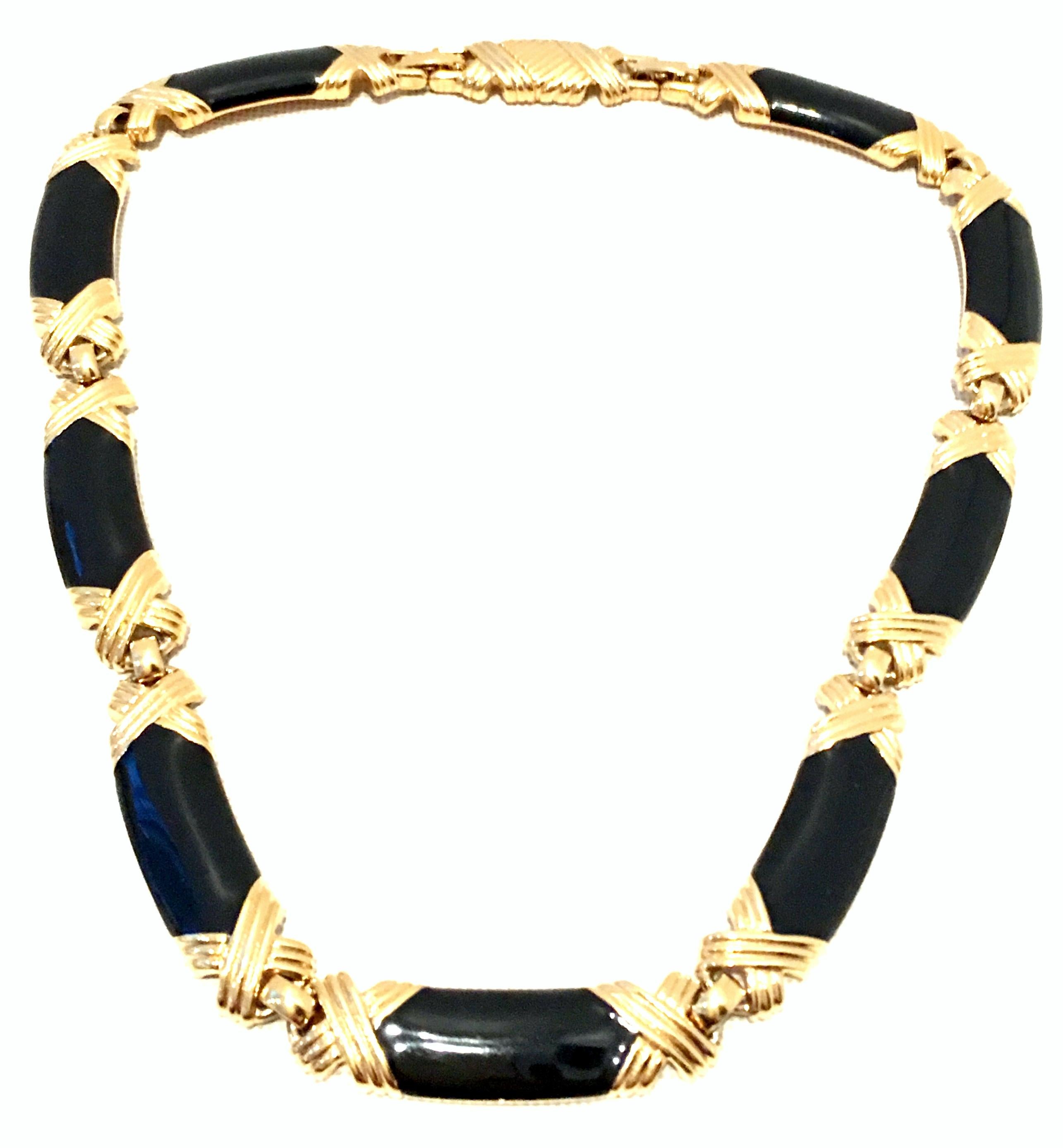 20th Century Gold & Enamel Choker Style Link Necklace By, Monet In Good Condition In West Palm Beach, FL
