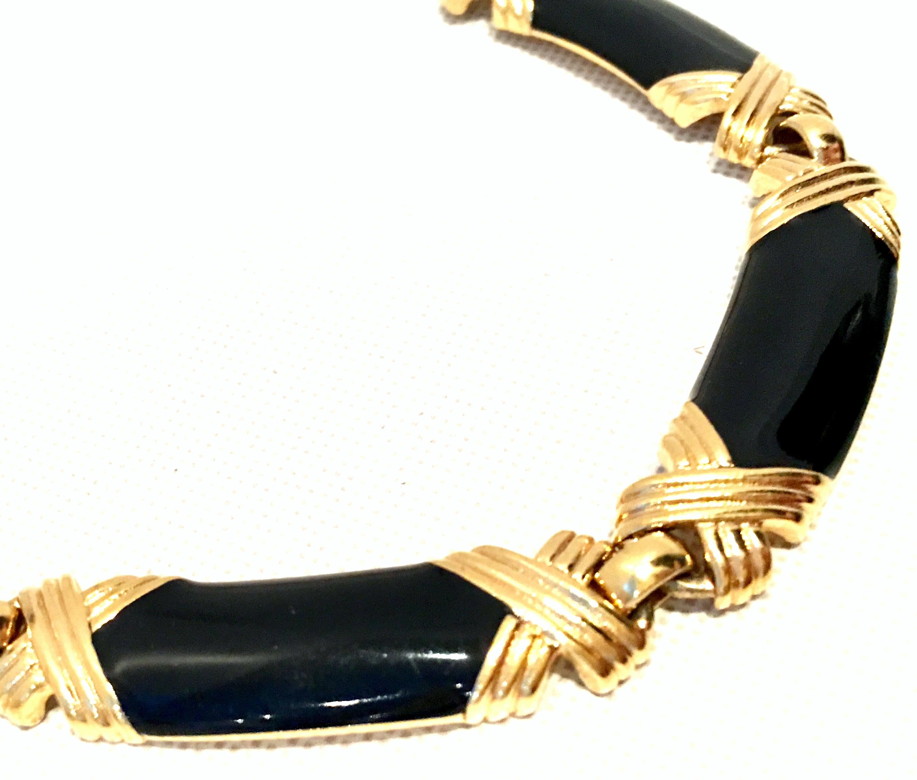 20th Century Gold & Enamel Choker Style Link Necklace By, Monet 1