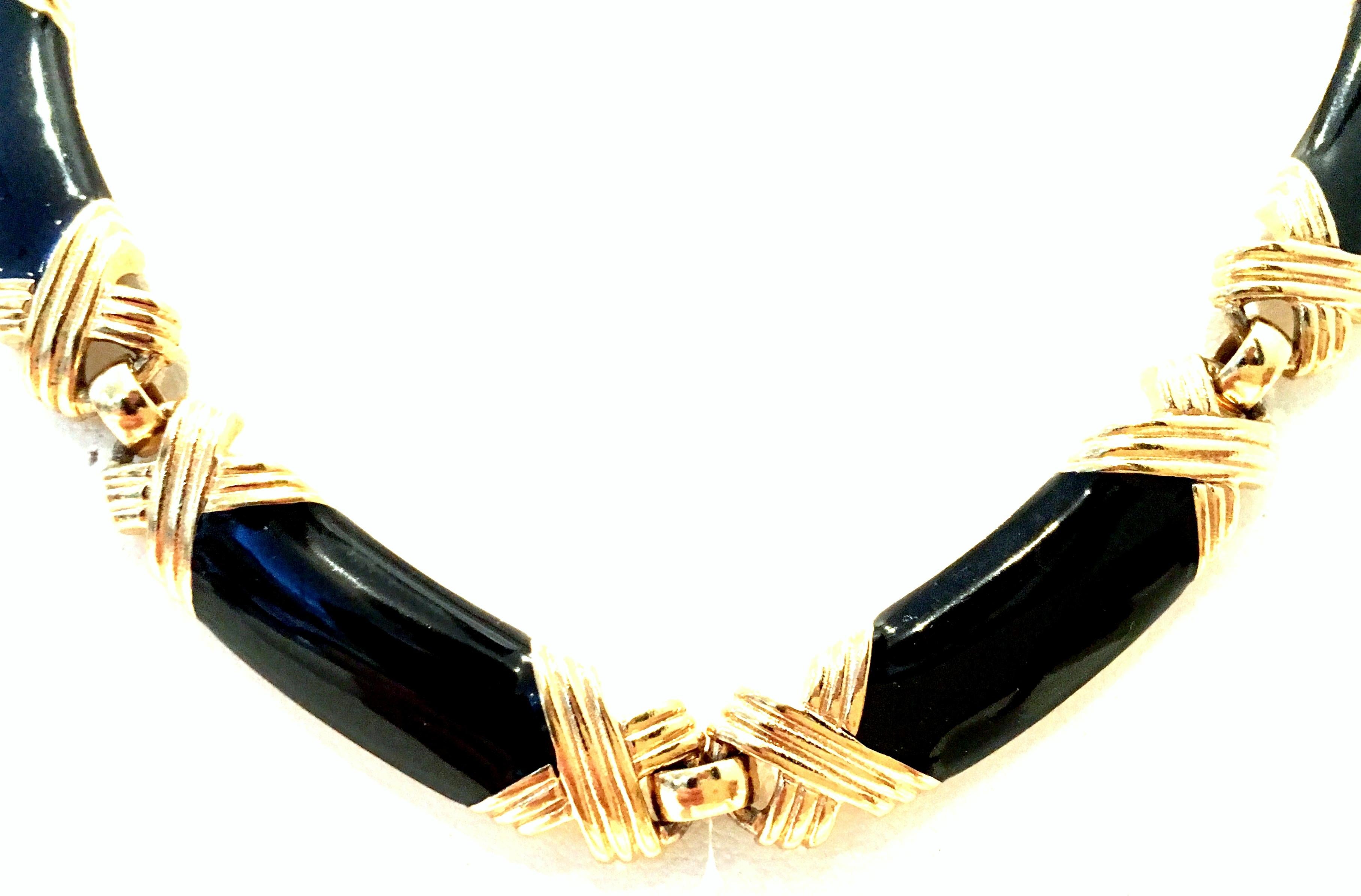 20th Century Gold & Enamel Choker Style Link Necklace By, Monet In Good Condition For Sale In West Palm Beach, FL