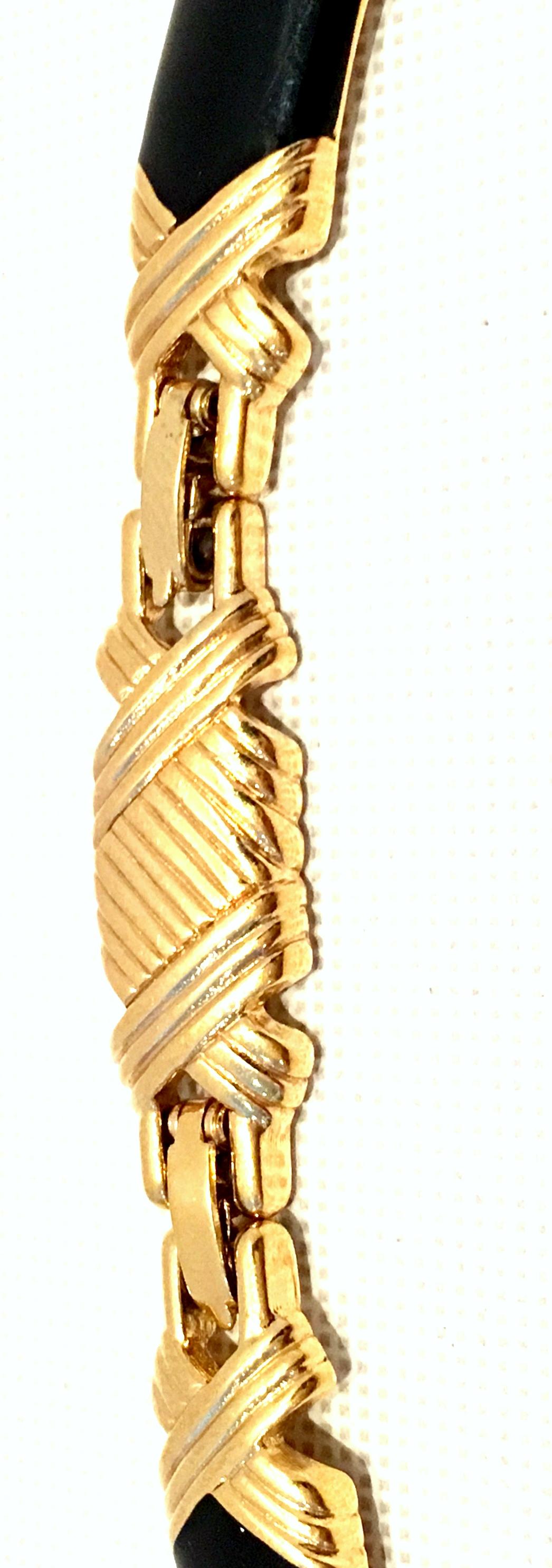 Women's or Men's 20th Century Gold & Enamel Choker Style Link Necklace By, Monet For Sale