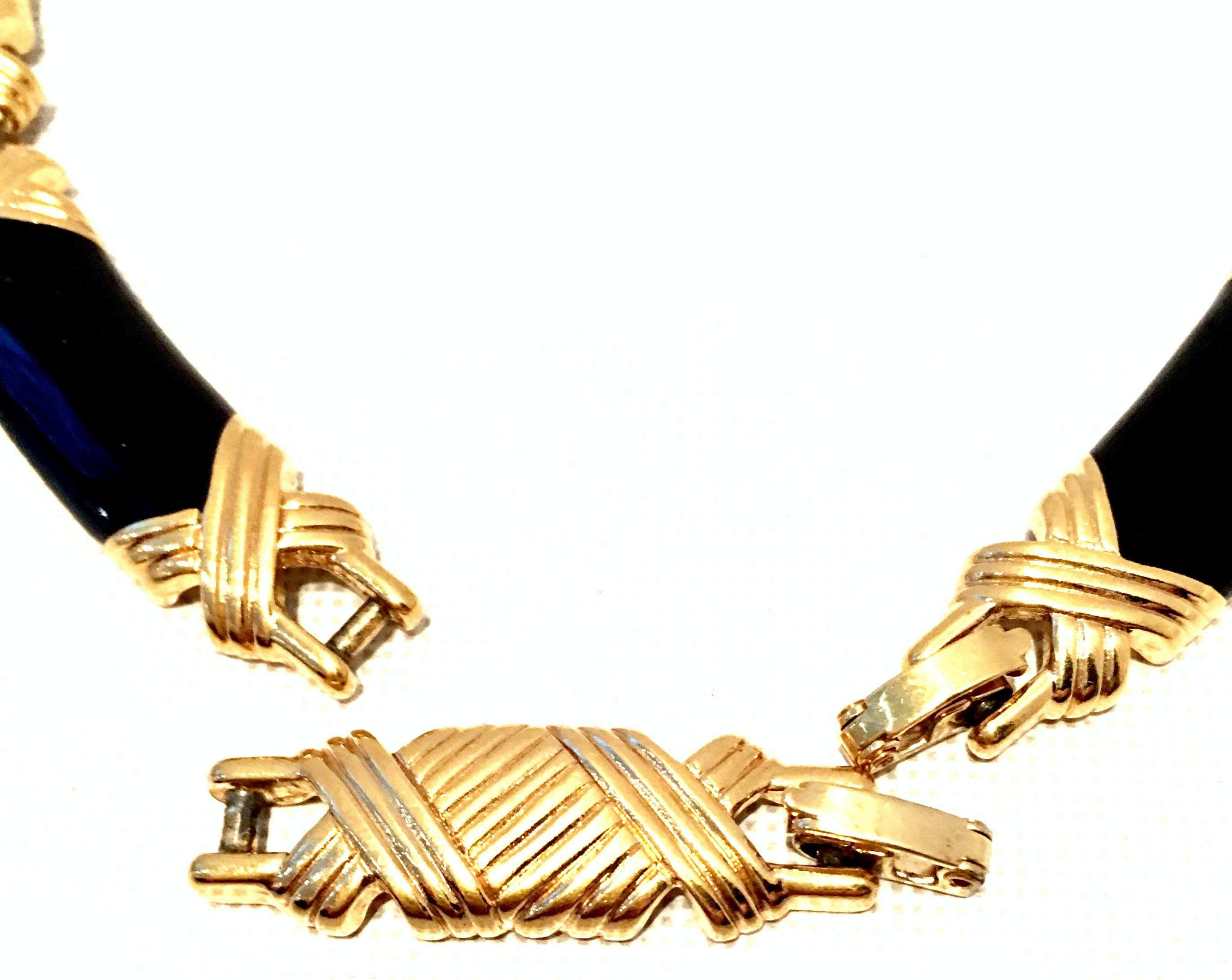 20th Century Gold & Enamel Choker Style Link Necklace By, Monet For Sale 1