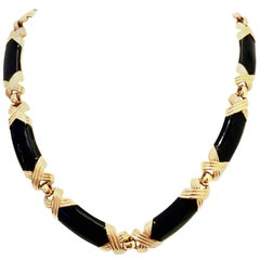 Retro 20th Century Gold & Enamel Choker Style Link Necklace By, Monet
