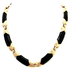 Vintage 20th Century Gold & Enamel Choker Style Link Necklace By, Monet