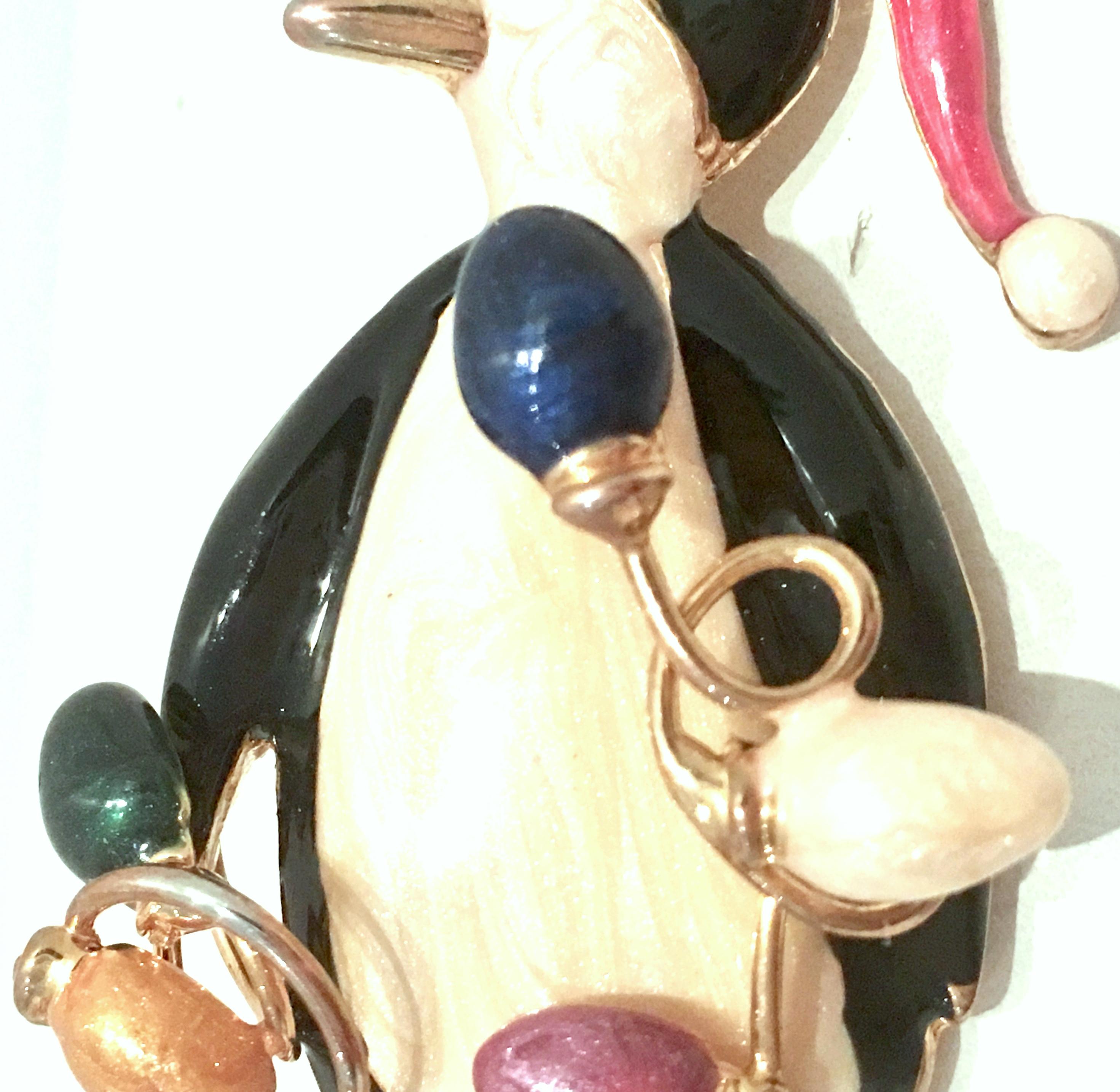 20th Century Gold & Enamel Christmas Penguin Brooch By, TC For Sale 1