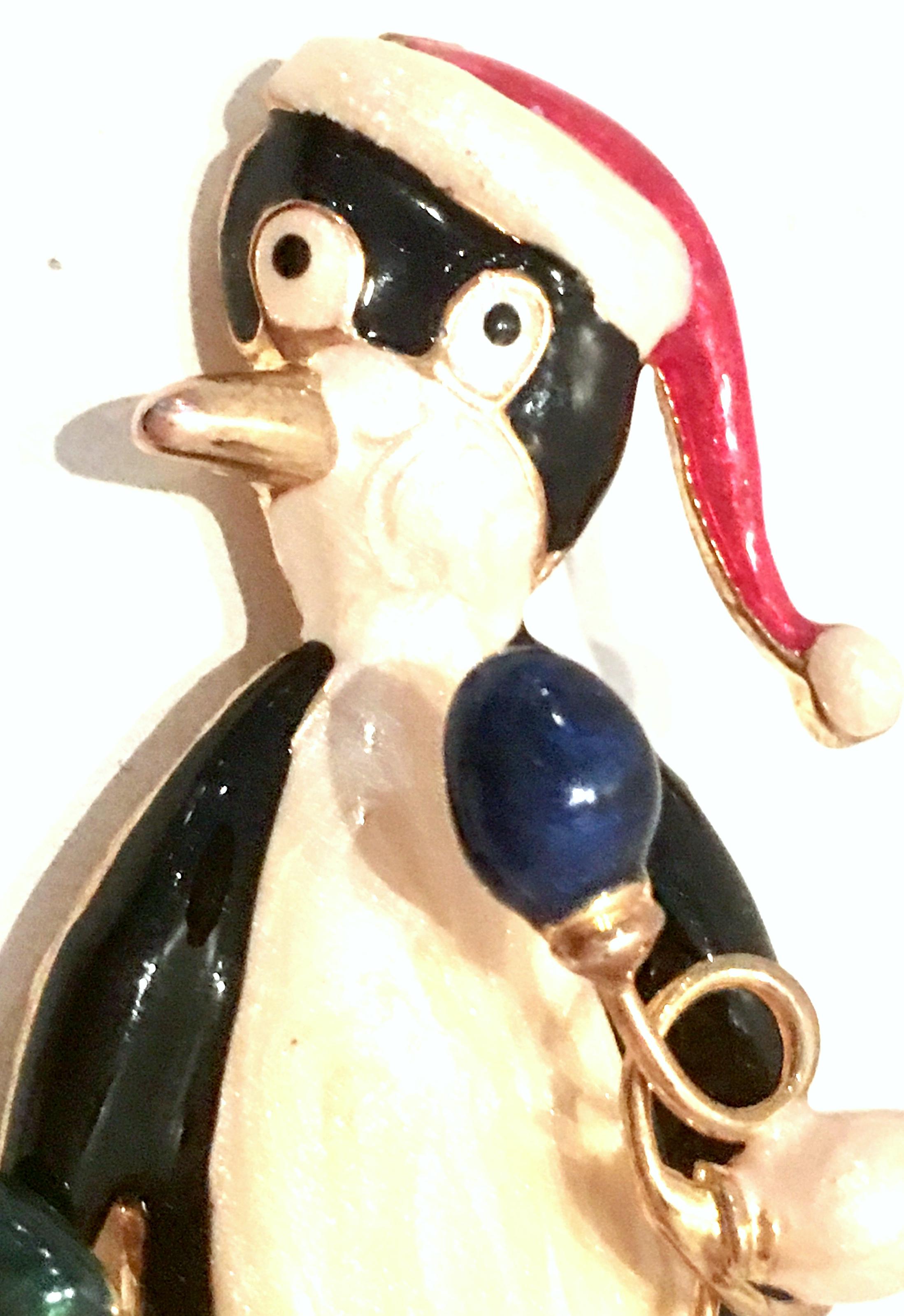 20th Century Gold & Enamel Christmas Penguin Brooch By, TC For Sale 2