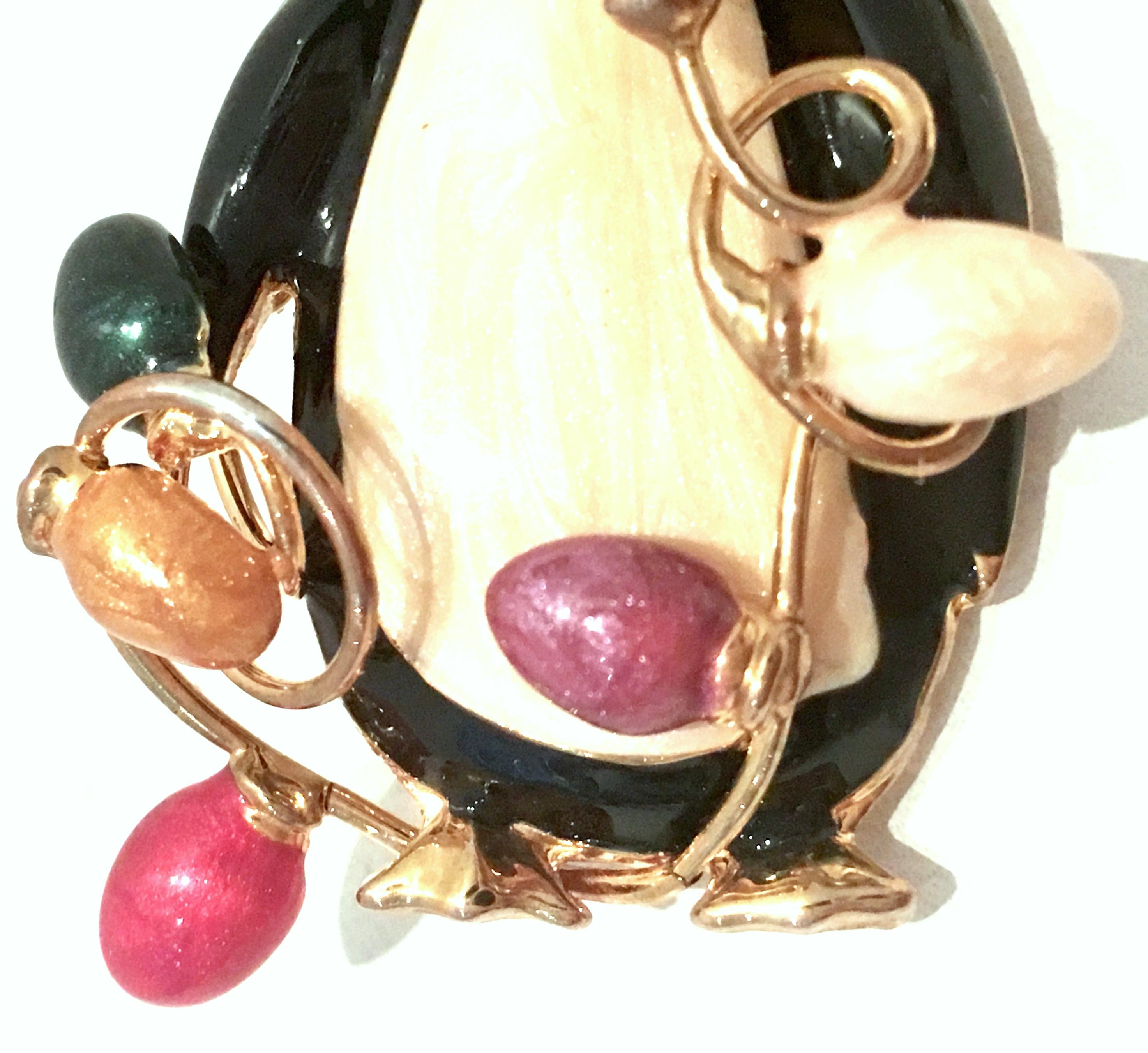 20th Century Gold & Enamel Christmas Penguin Brooch By, TC For Sale 3