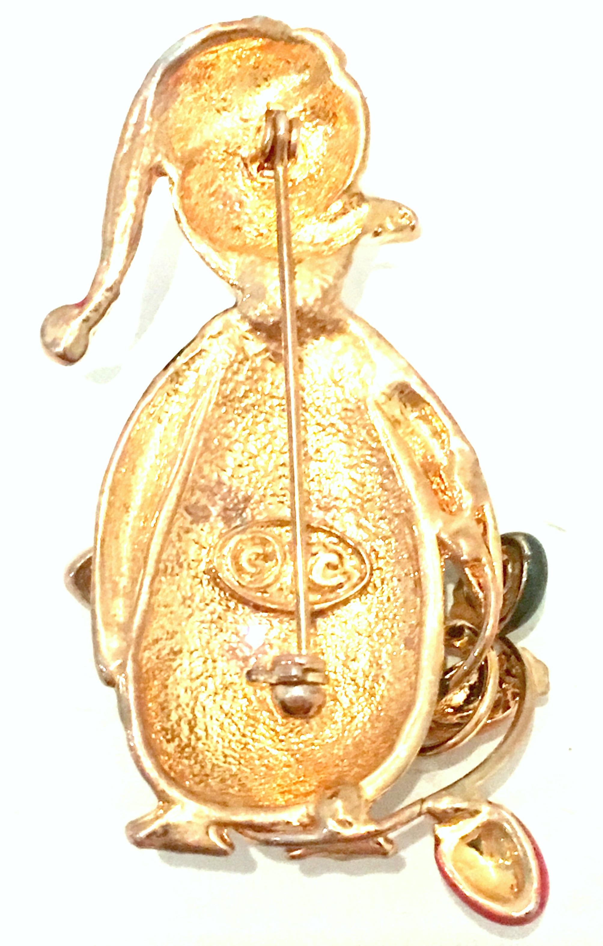 20th Century Gold & Enamel Christmas Penguin Brooch By, TC For Sale 4