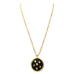 20th Century Gold & Enamel "G" Logo Reversible Pendant Necklace By, Givenchy