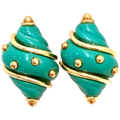 20th Century Gold & Enamel Snail Form Earrings By, Kenneth J Lane