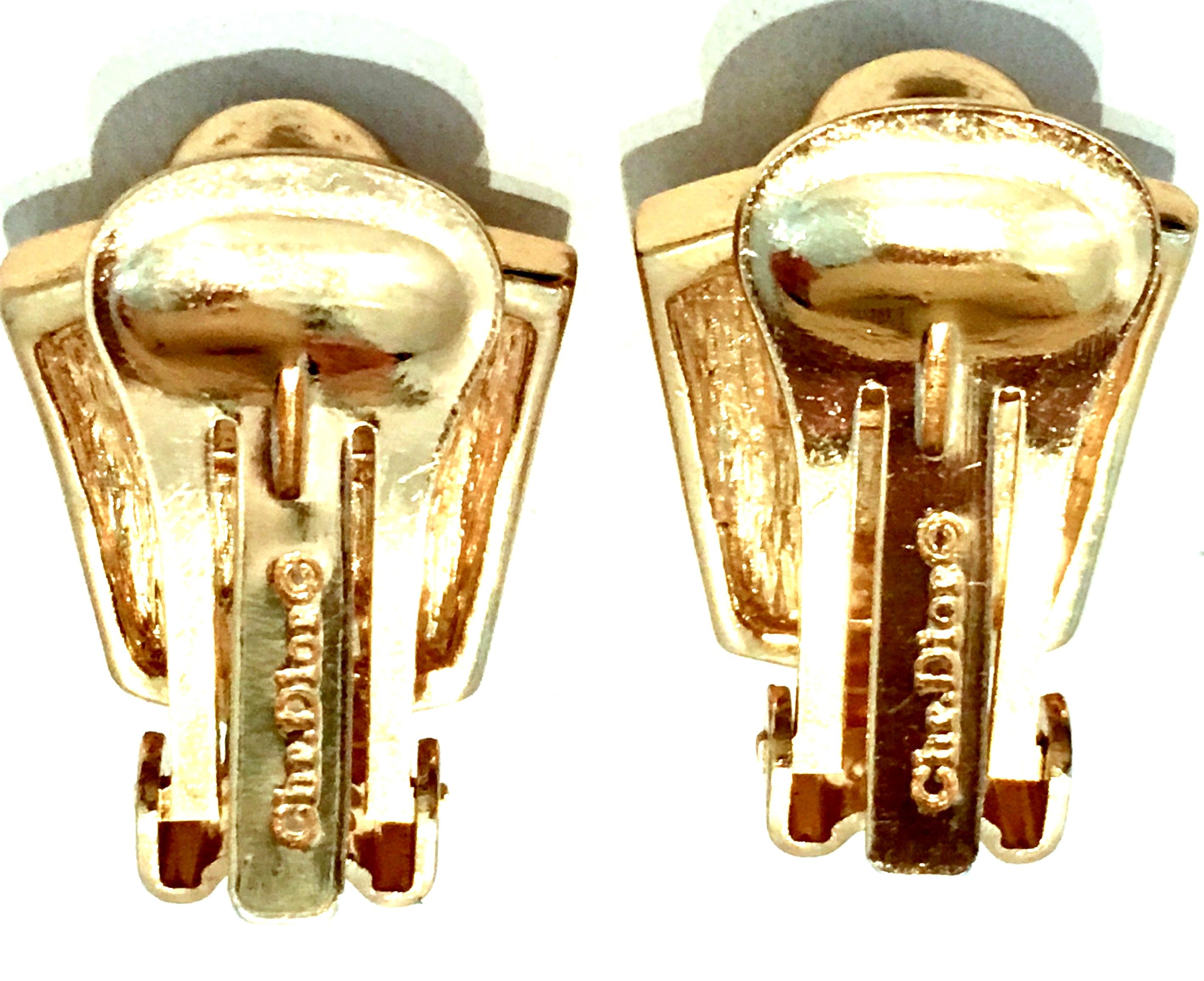 20th Century Gold Enamel & Swarovksi Crystal Earrings By, Christian Dior For Sale 3