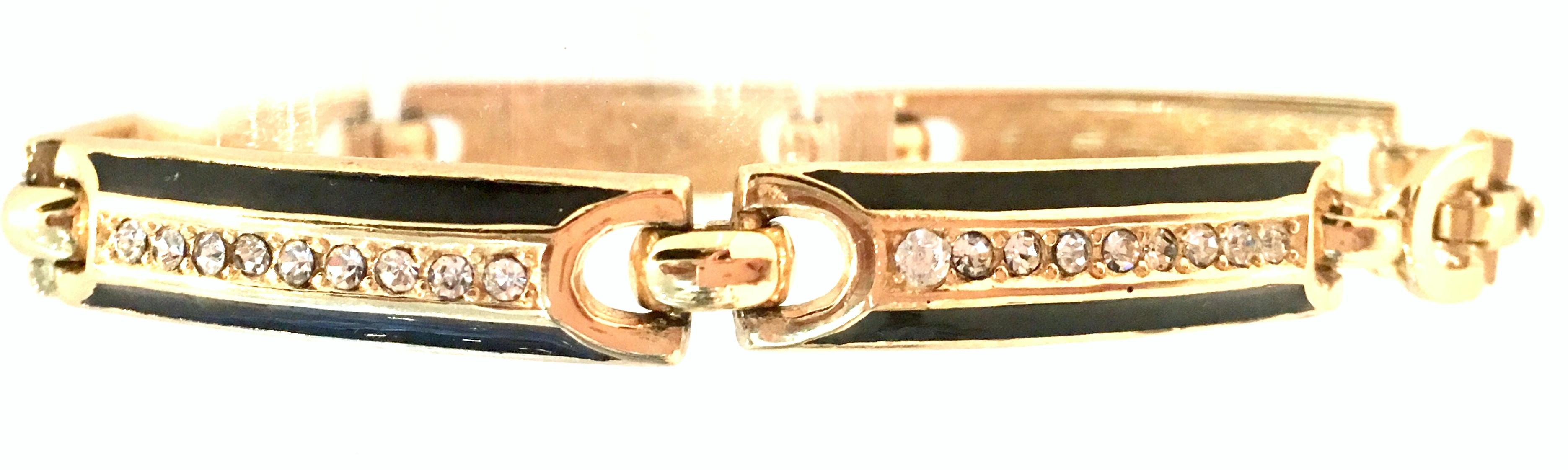20th Century Gold Enamel & Swarovski Crystal Link Bracelet By, Christian Dior In Good Condition In West Palm Beach, FL
