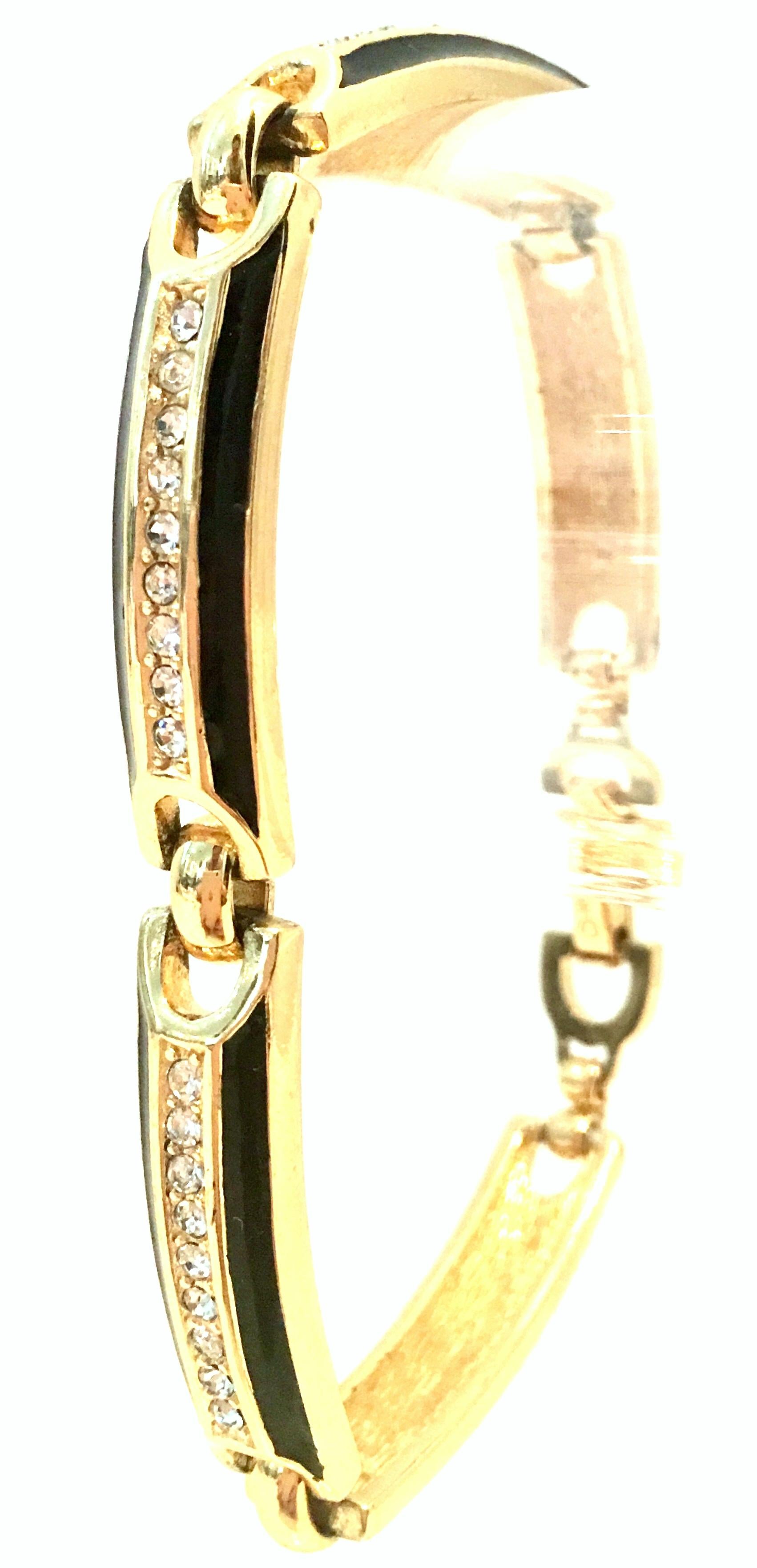 Women's or Men's 20th Century Gold Enamel & Swarovski Crystal Link Bracelet By, Christian Dior