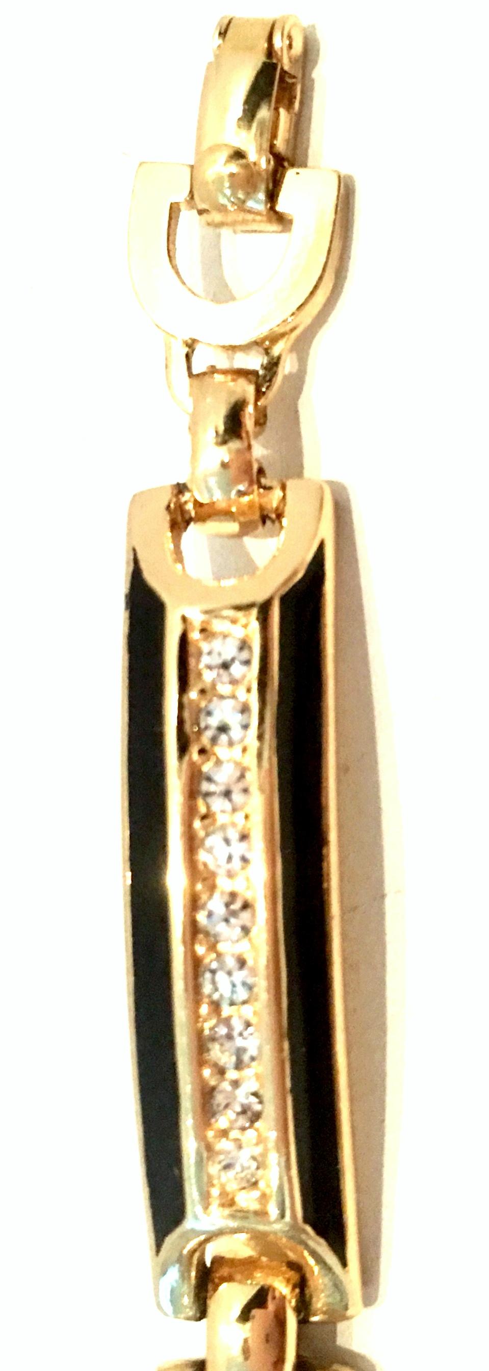 20th Century Gold Enamel & Swarovski Crystal Link Bracelet By, Christian Dior 3