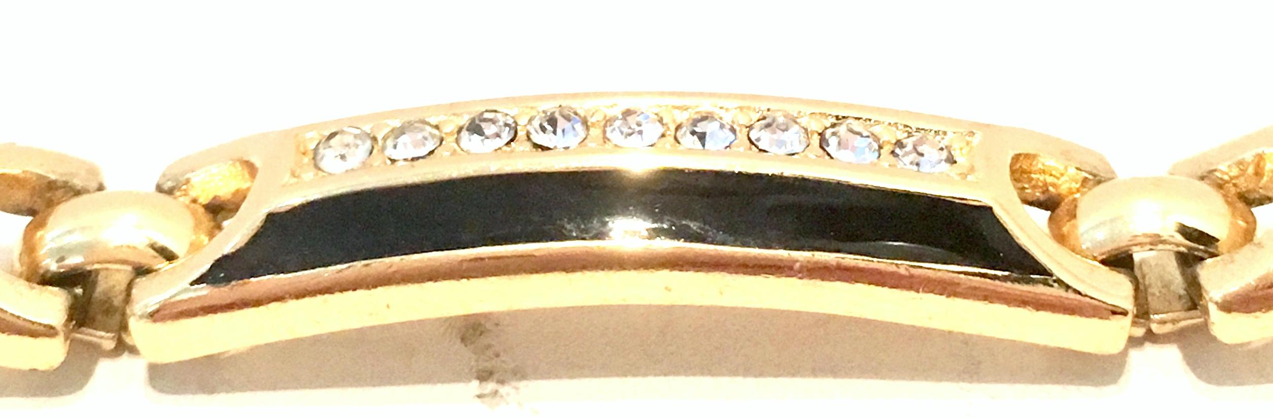 20th Century Gold Enamel & Swarovski Crystal Link Bracelet By, Christian Dior 4