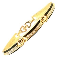 20th Century Gold Enamel & Swarovski Crystal Link Bracelet By, Christian Dior