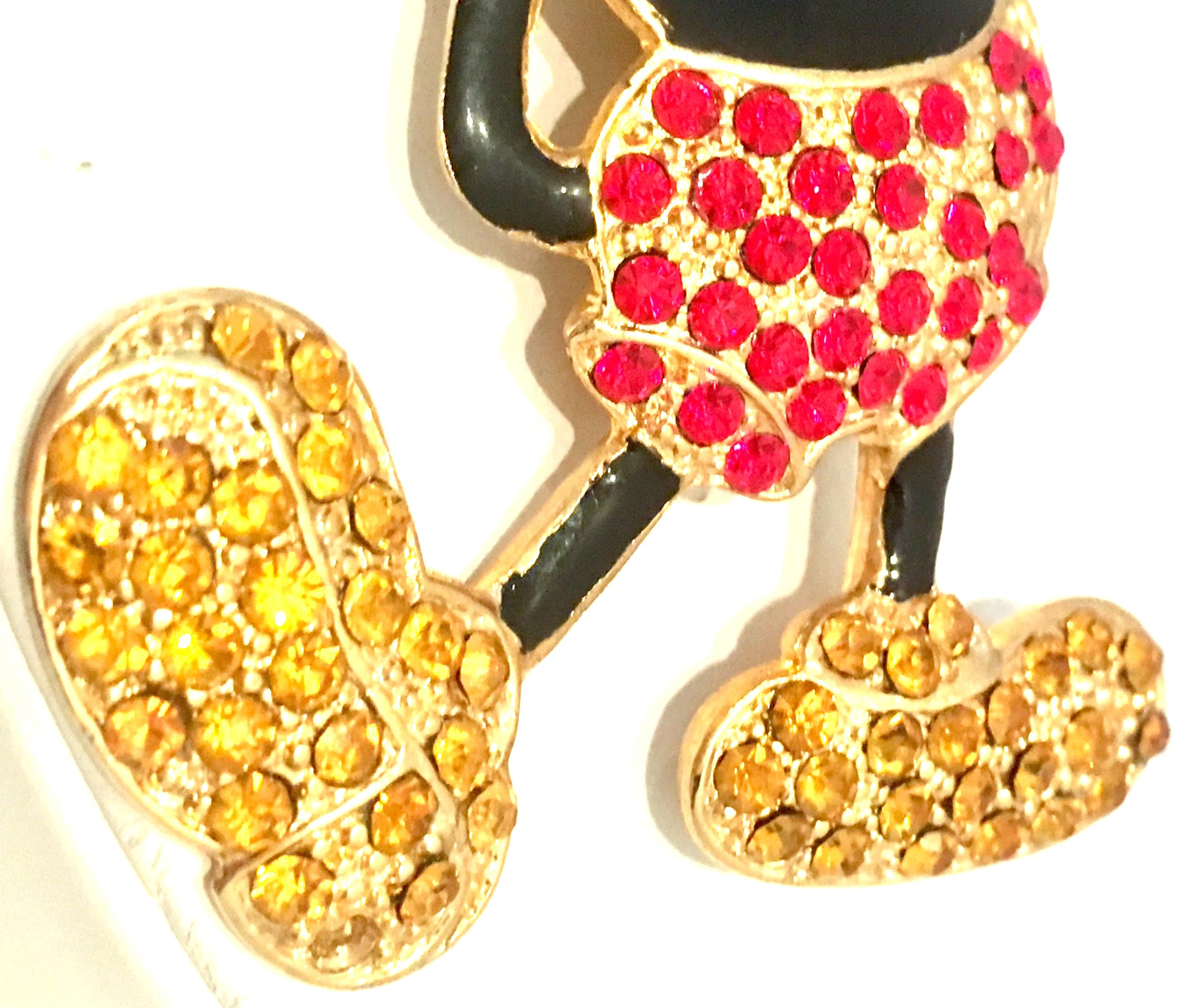 20th Century Gold, Enamel & Swarovski Crystal Mickey Mouse Brooch By, Disney 3