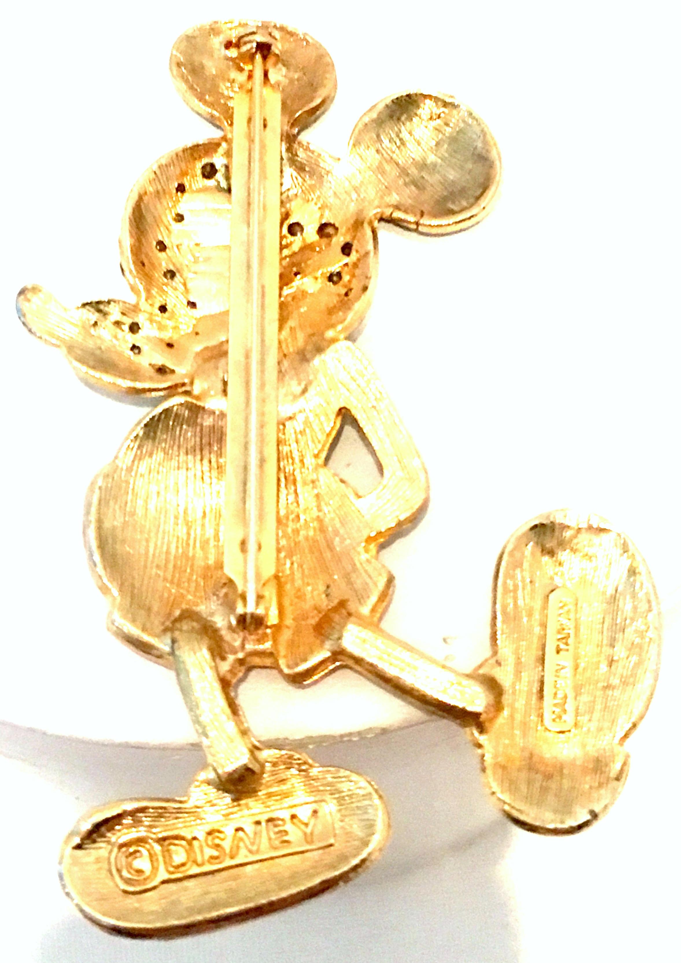 20th Century Gold, Enamel & Swarovski Crystal Mickey Mouse Brooch By, Disney 4