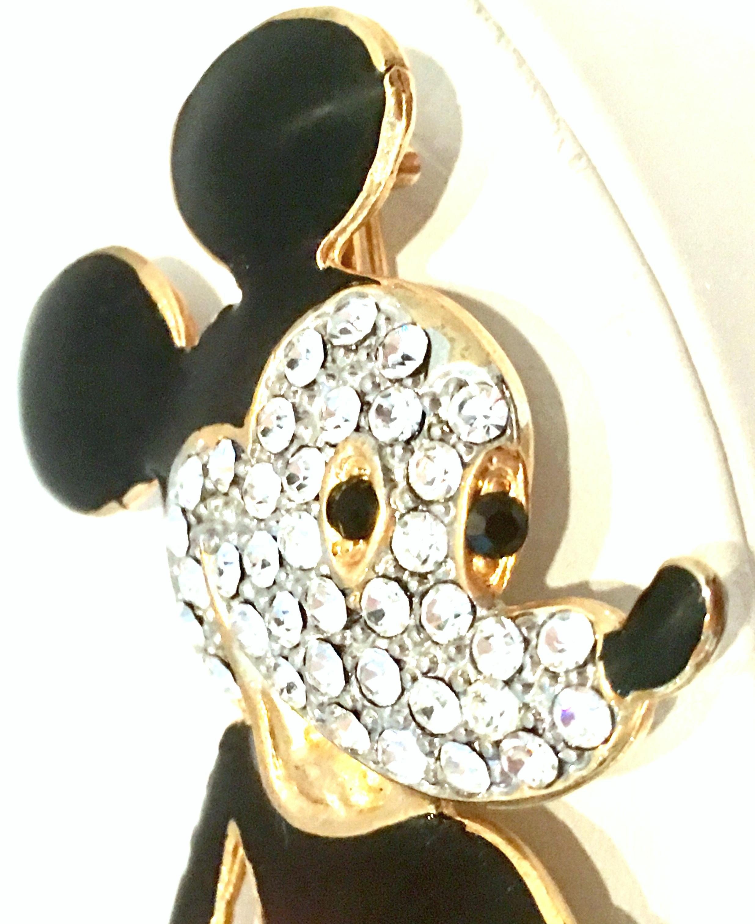 20th Century Gold, Enamel & Swarovski Crystal Mickey Mouse Brooch By, Disney 2