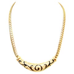 20th Century Gold, Enamel & Swarovski Crystal Necklace By, Christian Dior